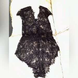 Unbranded Black Lace Teddy Bodysuit Size Small
